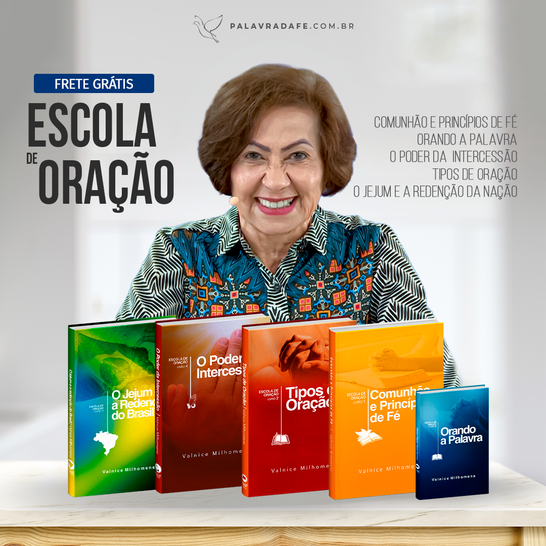 Dra. Valnice Milhomens com os 5 livros da Escola de Oração